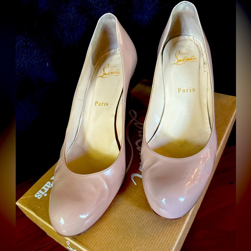 Christian Louvoutin Simple Pump 70 Patent Calf Nude 37.5